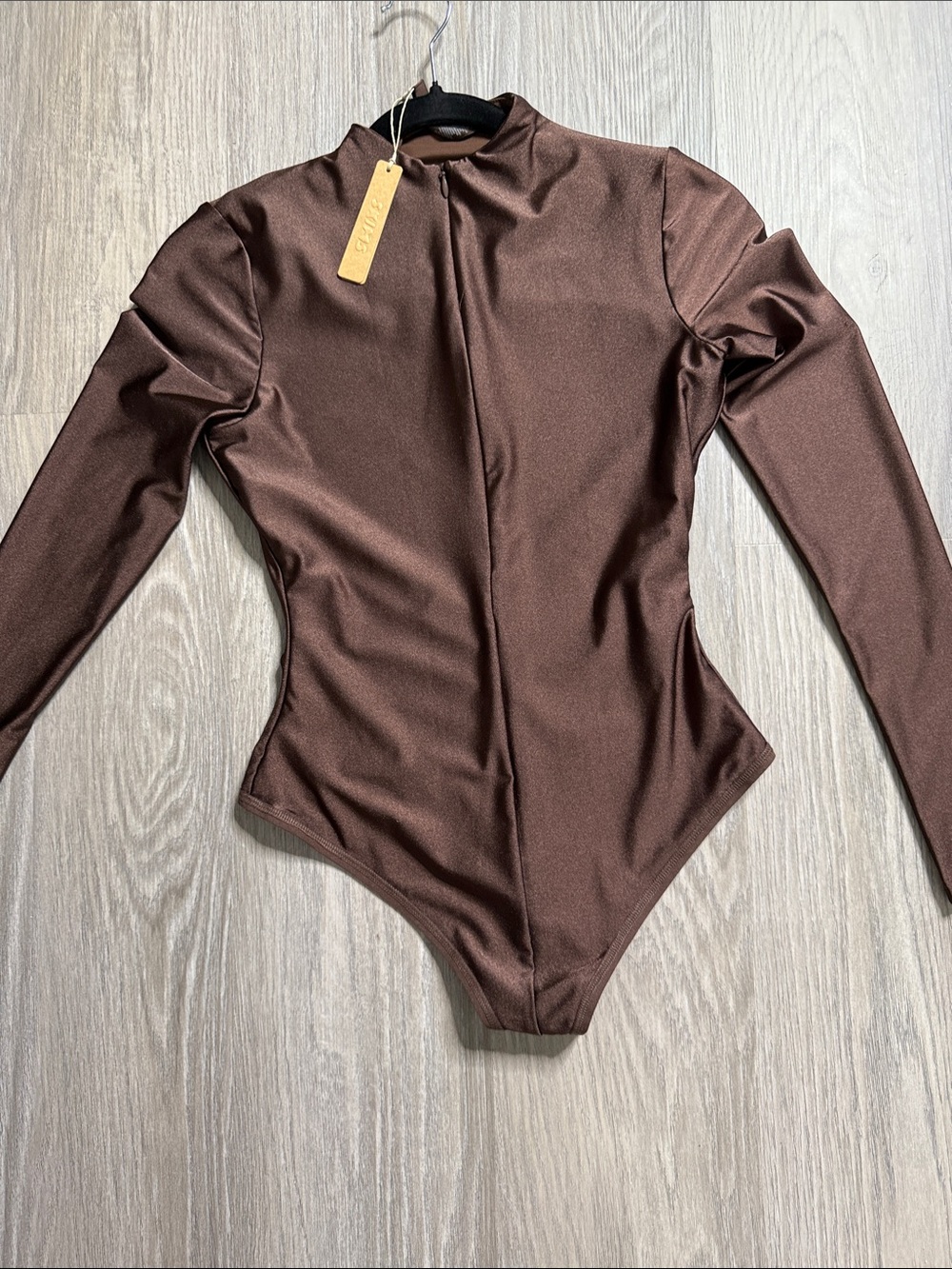 SKIMS Long Sleeve Brown One-Piece Swimsuit